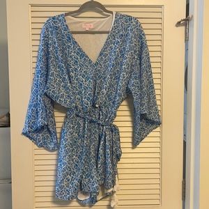 NEW Pink Lilly Trusting in You Blue Romper.